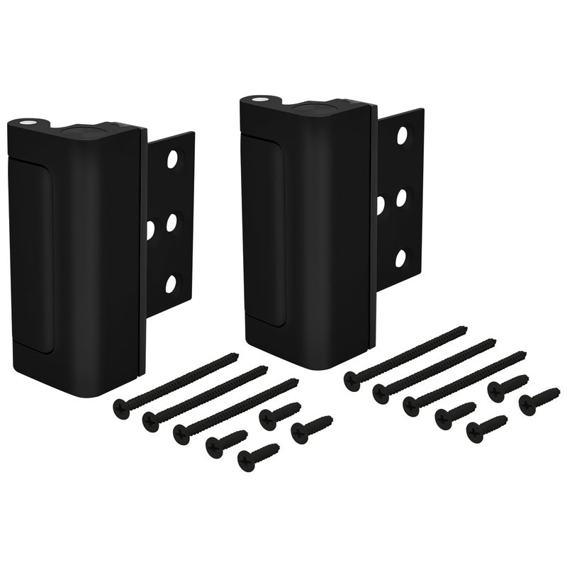 HardwareX Supply Door Reinforcement Lock, Privacy Door Latch Harden Construction 3"" Stop Childproof, Black (2 Pack) - Image 1